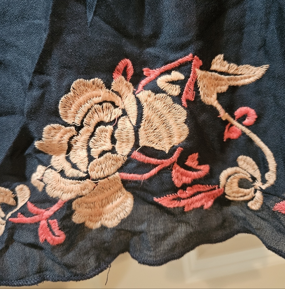Free People Embroidered Aida Mini Slip Dress V Neck Sleeveless A Line S Navy NWT - Picture 7 of 15